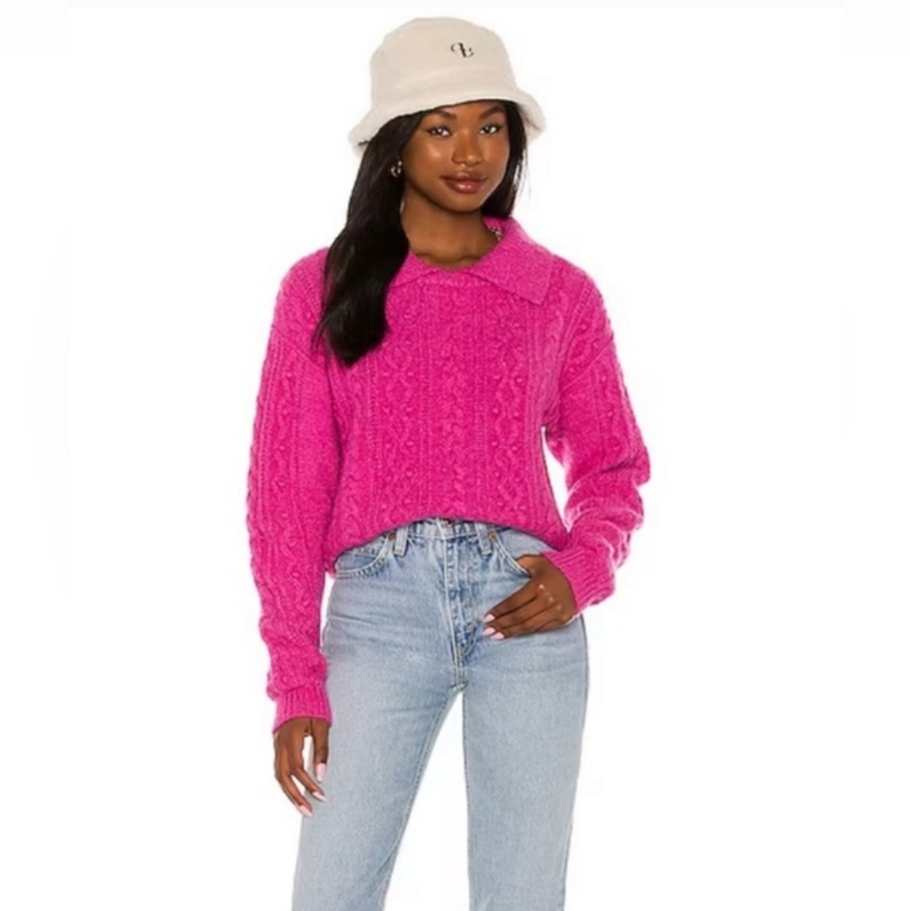 NWOT Free People Every Cloud Pullover Sweater Fuchsia Fizz ~ Large ~ 22" P2P +